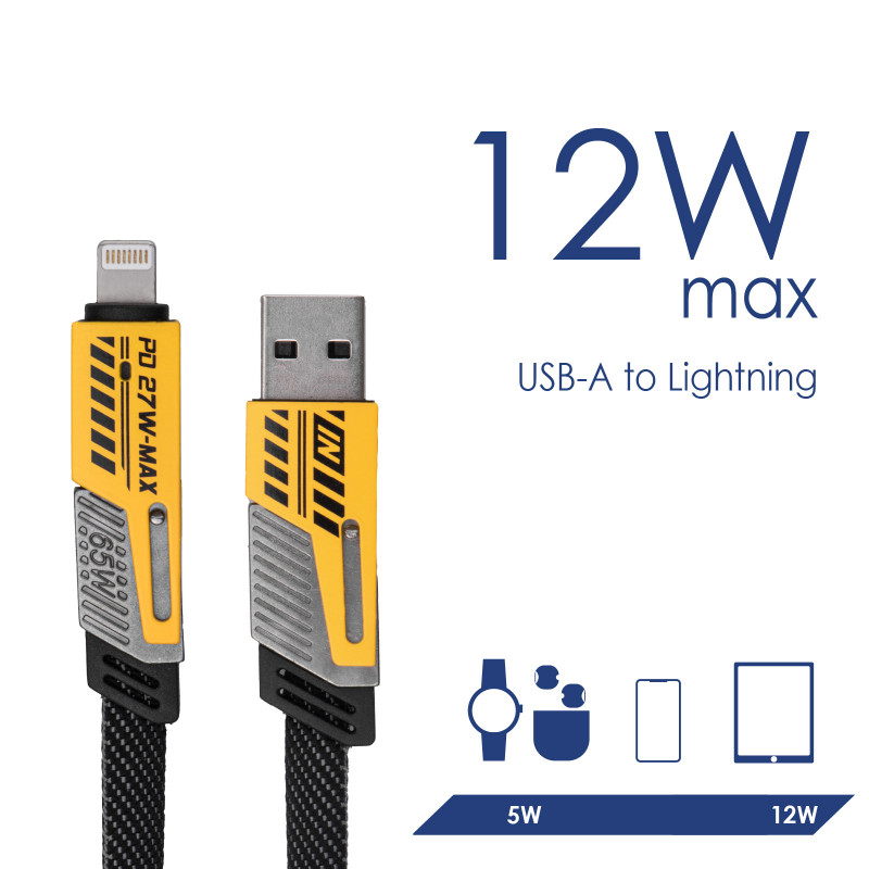 Akyga AK-USB-57 punottu 4-in-1-kaapeli USB-A/USB-C - USB-C/Lightning, USB 2.0, 65 W, 1 m, harmaa