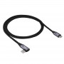 Akyga AK-USB-54 punottu USB-C - USB-C -kaapeli kulmaliittimellä, USB 2.0, 60 W, 1 m, musta