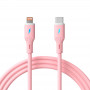 Akyga AK-USB-71 USB-C - Lightning -silikonikaapeli, USB 2.0, 30 W, 1 m, roosa