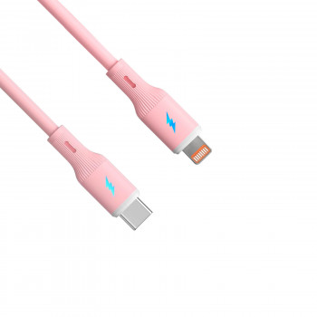 Akyga AK-USB-71 USB-C - Lightning -silikonikaapeli, USB 2.0, 30 W, 1 m, roosa
