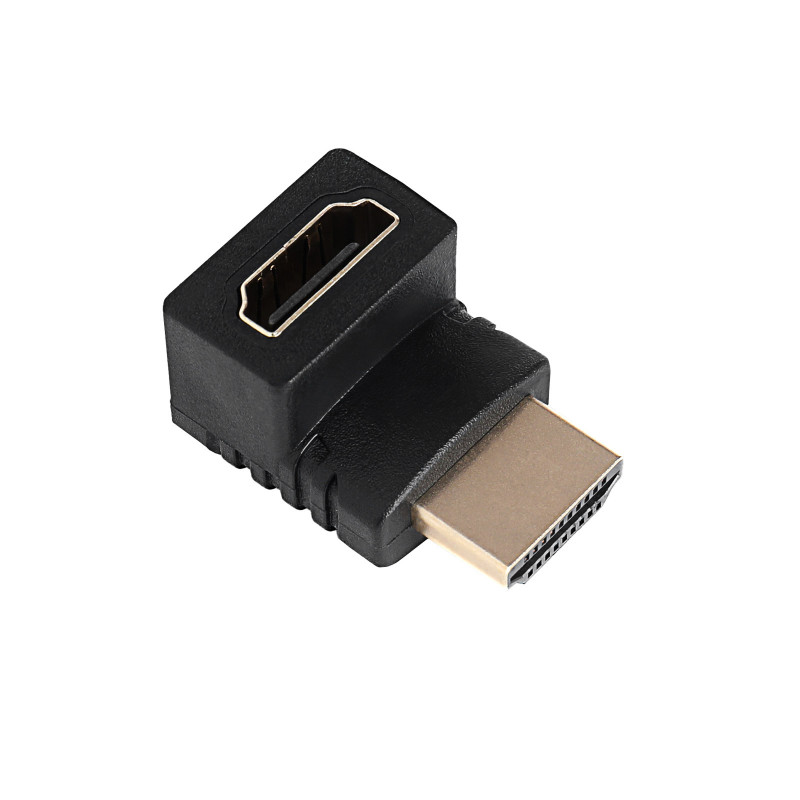 Akyga AK-AD-70 HDMI-adapteri uros - naaras, 90° ylöspäin kulma, HDMI 1.4, 4K, musta