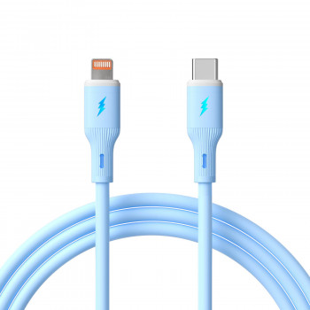 Akyga AK-USB-72 USB-C–Lightning-silikoonikaapeli, USB 2.0, 30 W, 1 m, sininen