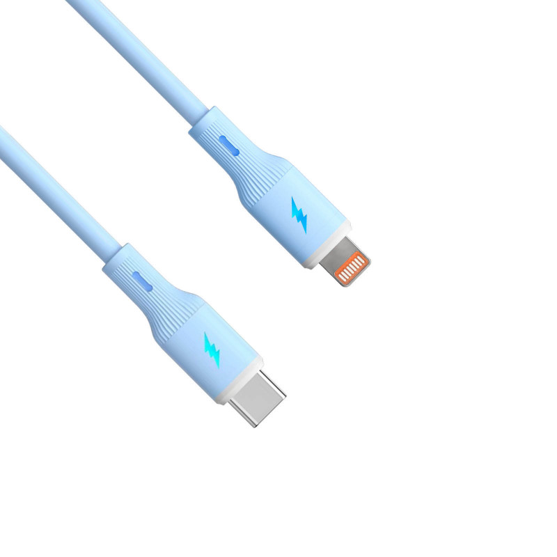 Akyga AK-USB-72 USB-C–Lightning-silikoonikaapeli, USB 2.0, 30 W, 1 m, sininen