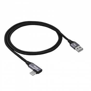 Akyga AK-USB-74 USB-A–kulmaliitin USB-C-punottu kaapeli, USB 2.0, 60 W, 1 m, musta