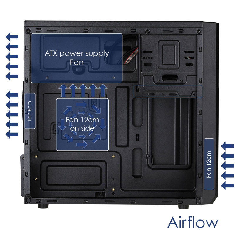 Akyga AK17BK Micro-ATX-tornikotelo, 2x USB 3.0, ilman virtalähdettä, musta