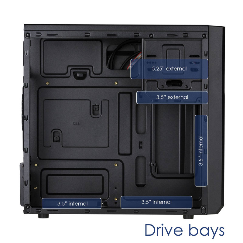 Akyga AK17BK Micro-ATX-tornikotelo, 2x USB 3.0, ilman virtalähdettä, musta