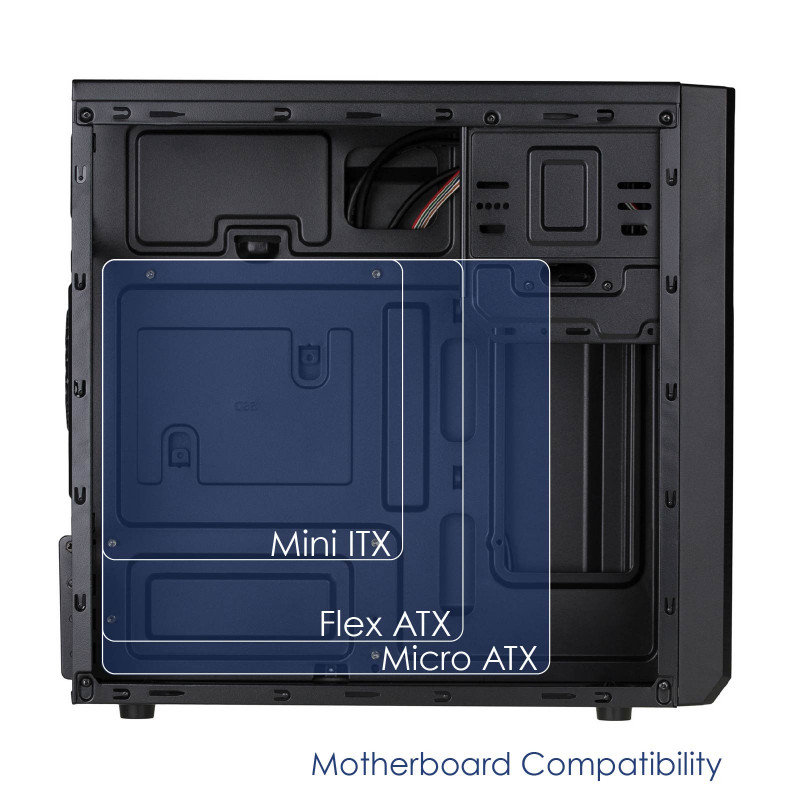 Akyga AK17BK Micro-ATX-tornikotelo, 2x USB 3.0, ilman virtalähdettä, musta