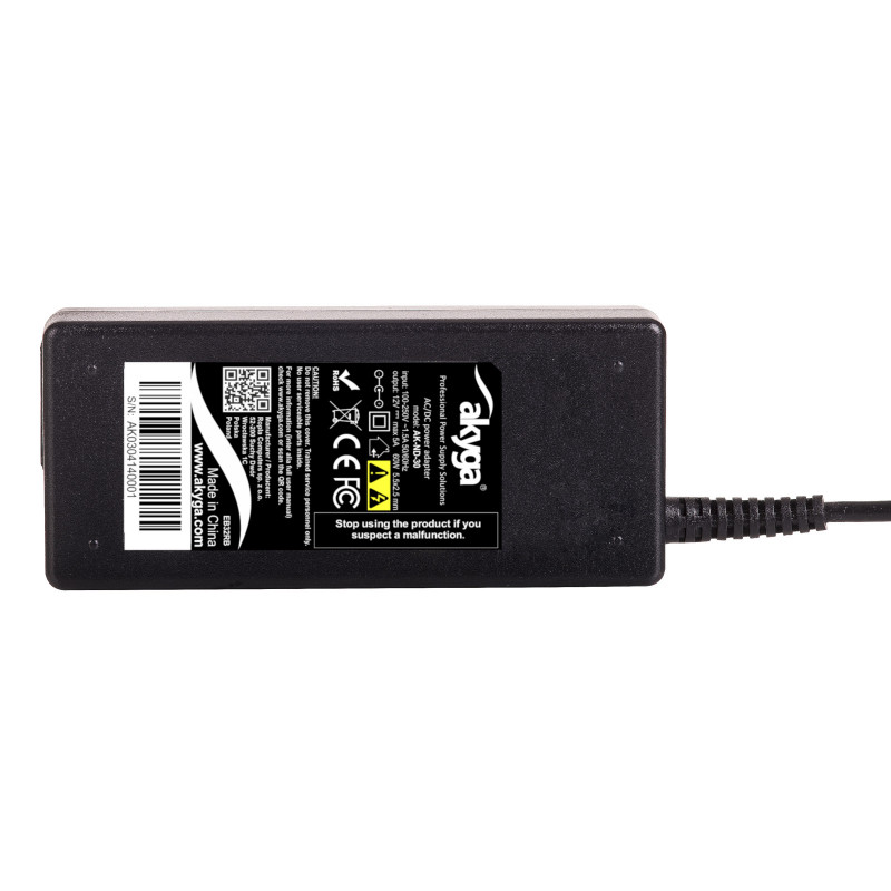 Akyga AK-ND-30 virtalähde 12 V, 5 A, 60 W, 5,5 x 2,5 mm, Mini-PC / LED, 1,2 m