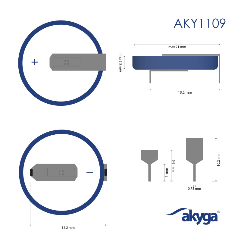 Akyga AKY1109 CR2032 HP2B litiumparisto 3 V 210 mAh, 2 nastaa, 15,2 mm jako (THT)