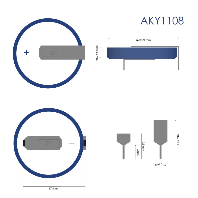 Akyga AKY1108 CR2032 HP2C litiumparisto 3 V 210 mAh, 2 nastaa, 17,8 mm jako (THT)