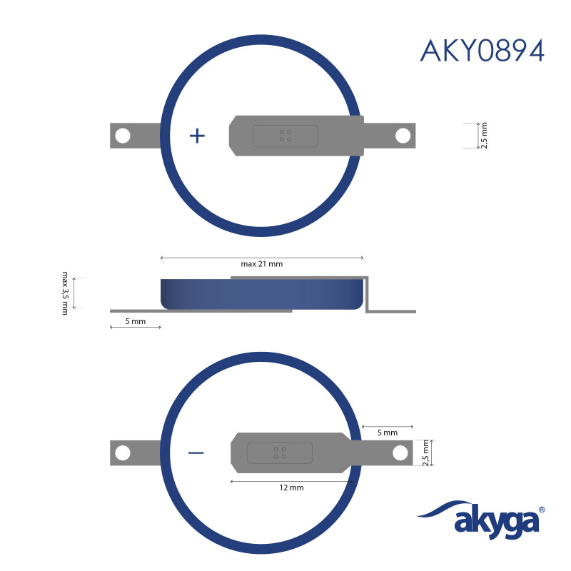 Akyga AKY0894 CR2032 ST2NB litiumparisto 3 V 210 mAh, 2 nastaa, 20 mm jako (THT)