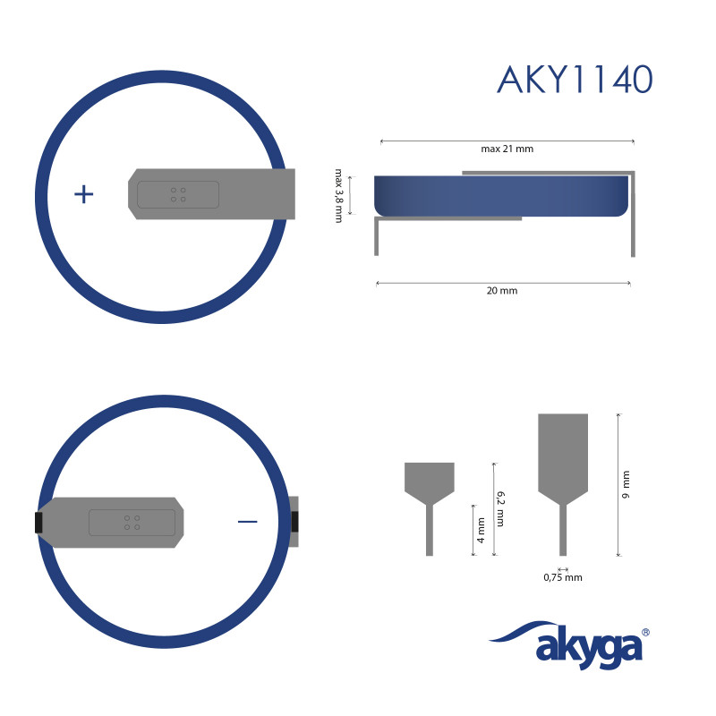 Akyga AKY1140 CR2032 HP2D litiumparisto 3 V 210 mAh, 2 nastaa, 20 mm jako