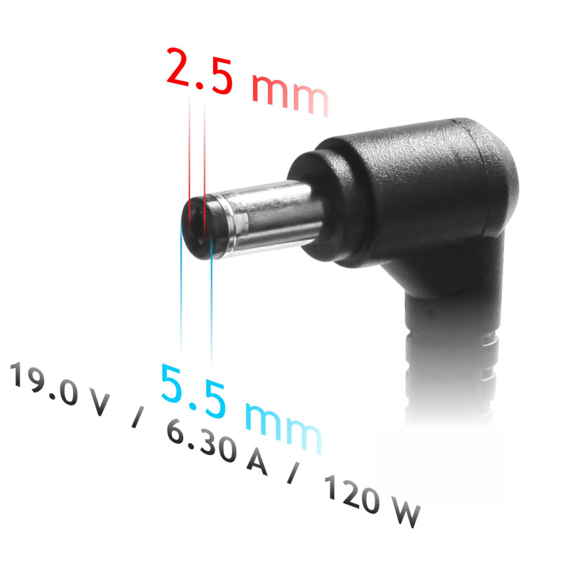 Akyga AK-ND-44 kannettavan tietokoneen virtalähde 19 V / 6,3 A, 120 W, 5,5 x 2,5 mm, 1,2 m