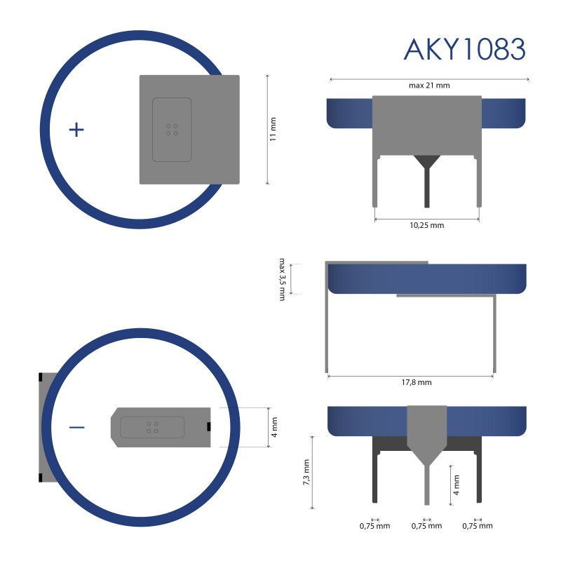 Akyga AKY1106 CR2032 HP3B litiumparisto 3 V 210 mAh 3 nastalla, 15,2 mm jako (THT)