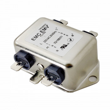 Akyga EN2010-1-F yksivaiheinen EMC-suodatin, 1 A, 120-250 V AC, 50/60 Hz, 6,3 mm lattaliitin