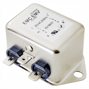 Akyga EN2090-1-F yksivaiheinen EMC-verkkosuodatin 1 A, 120–250 V AC, 50/60 Hz, 6,3 mm liitännät
