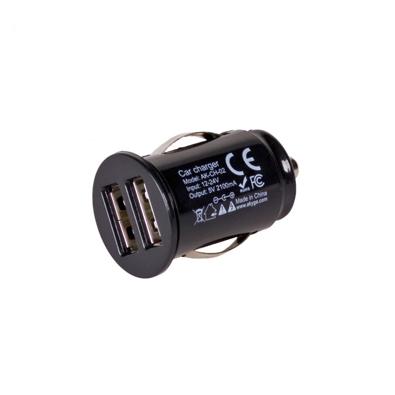 Autolaturi 12/24V Akyga AK-CH-02 10,5W 2x USB-A 5V / 2,1A musta