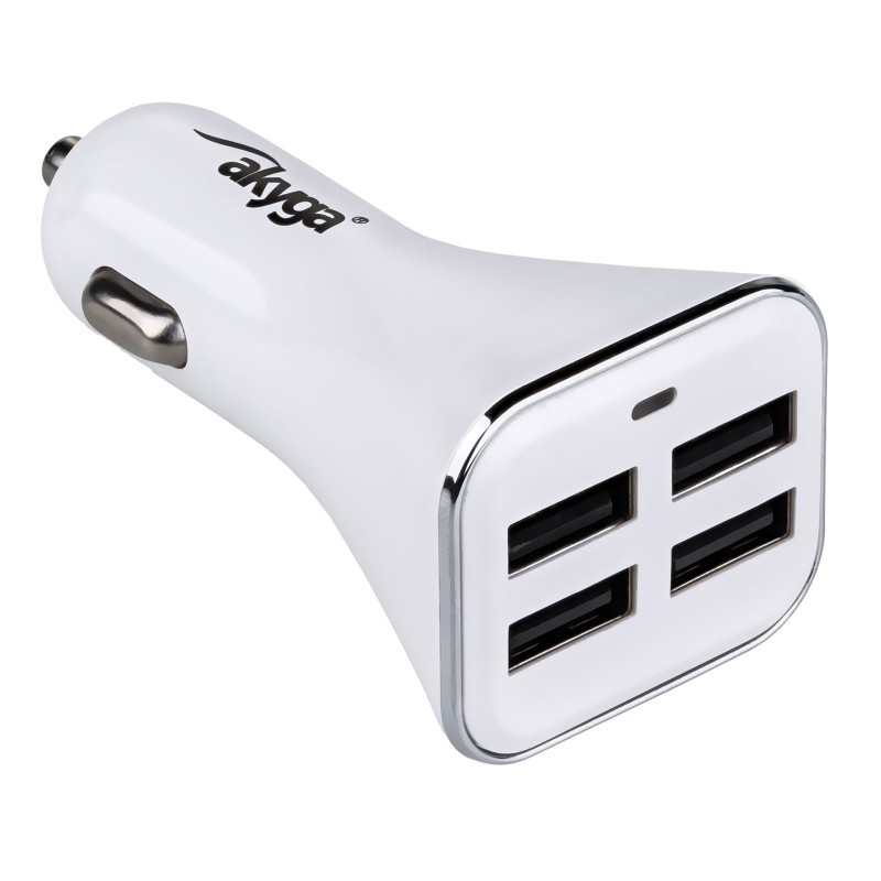 Autolaturi 12/24V Akyga AK-CH-09 34W 4x USB-A 5V / 6.8A valkoinen