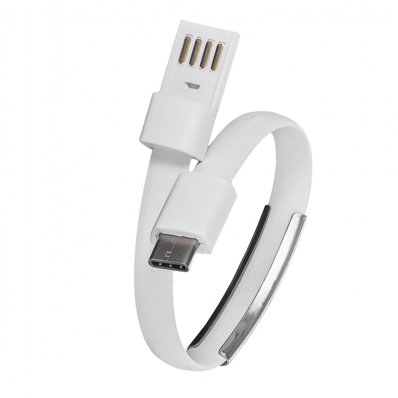 Akyga AK-AD-47 ranneke-USB-kaapeli, USB-C (uros) / USB-A, USB 2.0, 23 cm, valkoinen