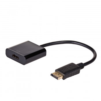 Akyga AK-AD-11 konverteri-adapteri kaapelilla DisplayPort uros HDMI naaras, 15 cm, musta