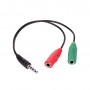 Akyga AK-AV-08 mini-jakki (uros) 2x mini-jakki (naaras) audiojakokaapeli, 15 cm, musta