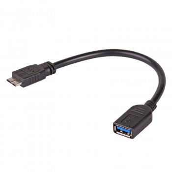 Akyga AK-AD-30 OTG-adapterikaapeli USB-A 3.0 (naaras) Micro-USB 3.0 (uros), 15 cm, musta