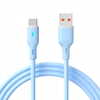 Akyga AK-USB-63 USB-kaapeli USB-A (uros) / USB-C (uros), USB 2.0, 18W, 1 m, sininen, silikoni