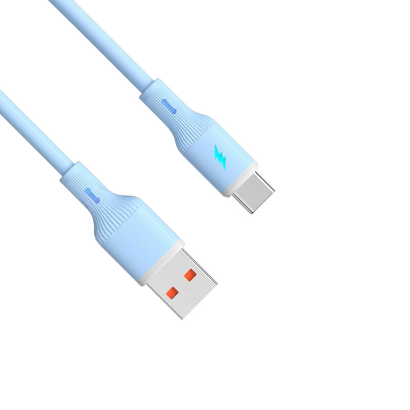Akyga AK-USB-63 USB-kaapeli USB-A (uros) / USB-C (uros), USB 2.0, 18W, 1 m, sininen, silikoni