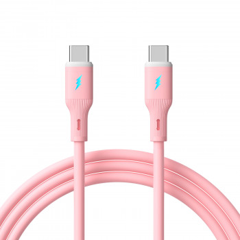 Akyga AK-USB-66 USB-kaapeli USB-C (uros) / USB-C (uros), USB 2.0, 60W, 1 m, vaaleanpunainen, silikoni
