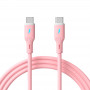 Akyga AK-USB-66 USB-kaapeli USB-C (uros) / USB-C (uros), USB 2.0, 60W, 1 m, vaaleanpunainen, silikoni