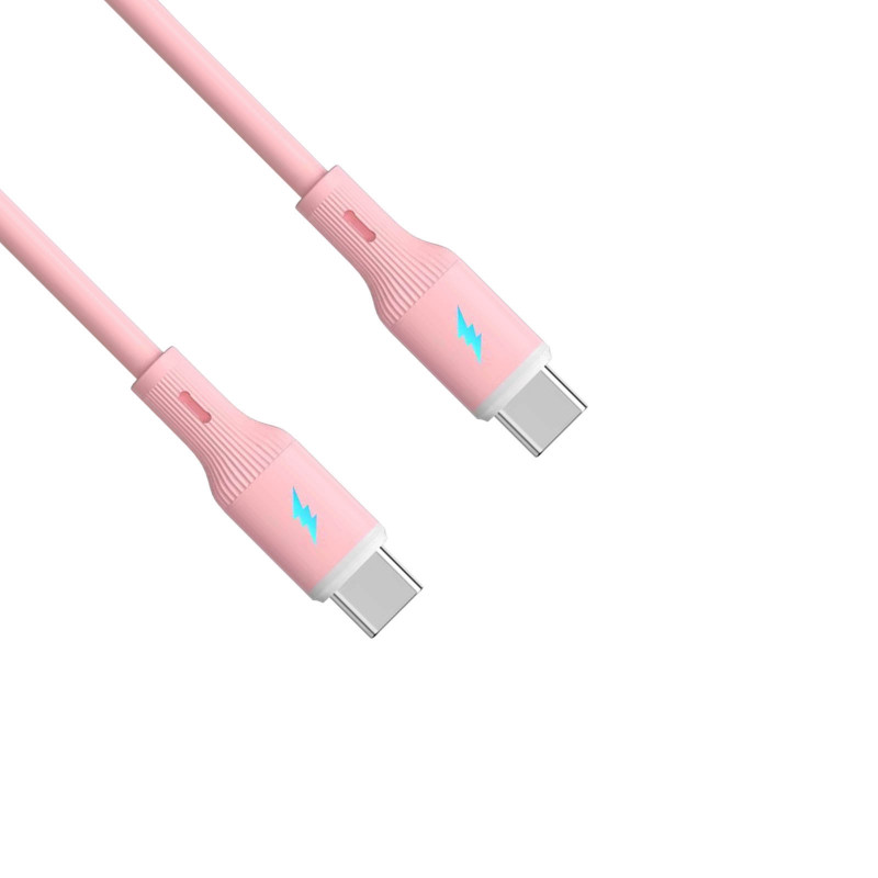 Akyga AK-USB-66 USB-kaapeli USB-C (uros) / USB-C (uros), USB 2.0, 60W, 1 m, vaaleanpunainen, silikoni