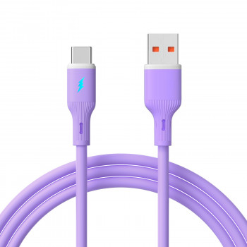Akyga AK-USB-65 USB-kaapeli USB-A (uros) / USB-C (uros), USB 2.0, 18W, 1 m, violetti, silikoni