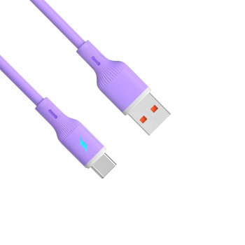 Akyga AK-USB-65 USB-kaapeli USB-A (uros) / USB-C (uros), USB 2.0, 18W, 1 m, violetti, silikoni
