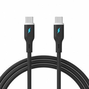 Akyga AK-USB-67 USB-kaapeli USB-C (uros) / USB-C (uros), USB 2.0, 60W, 1 m, musta, silikoni