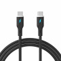 Akyga AK-USB-67 USB-kaapeli USB-C (uros) / USB-C (uros), USB 2.0, 60W, 1 m, musta, silikoni