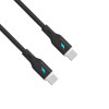 Akyga AK-USB-67 USB-kaapeli USB-C (uros) / USB-C (uros), USB 2.0, 60W, 1 m, musta, silikoni