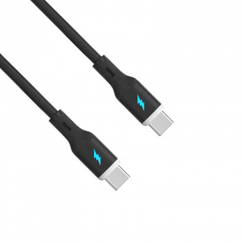 Akyga AK-USB-67 USB-kaapeli USB-C (uros) / USB-C (uros), USB 2.0, 60W, 1 m, musta, silikoni