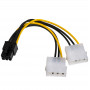 Akyga AK-CA-13 2x Molex (uros) PCIe 6-napainen (naaras) virta-adapterikaapeli, 15 cm