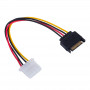 Akyga AK-CA-11 SATA-virtalähde (uros) Molex (naaras) adapterikaapeli, 15 cm