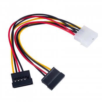Akyga AK-CA-16 Molex (M) 2x SATA-virtalähde (F) -haarakaapeli, 15 cm