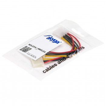 Akyga AK-CA-15 Molex (M) 2x Molex (F) -virranjakokaapeli, 15 cm