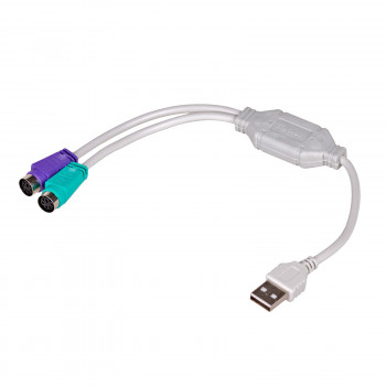 Akyga AK-AD-15 USB-A (M) 2x PS/2 (F) -adapterikaapeli, valkoinen
