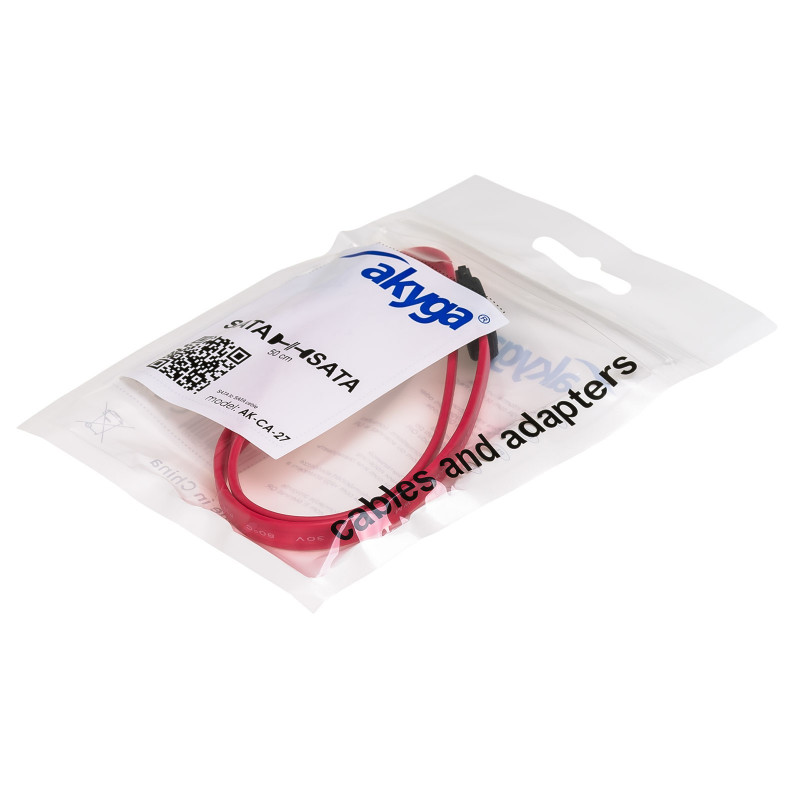 Akyga AK-CA-27 SATA-III-datakaapeli, 6 Gb/s, 0,5 m, punainen