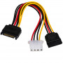 Akyga AK-CA-32 virranjakokaapeli SATA (uros) SATA (naaras) + Molex (naaras), 2x 15 cm