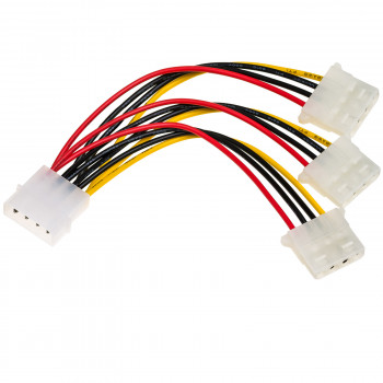 Akyga AK-CA-40 Molex-virranjakokaapeli, Molex (uros) 3x Molex (naaras), 3x 15 cm