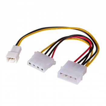 Akyga AK-CA-35 tuuletin-virranjakaja Molex (naaras) Molex (uros) + 3-pin 12 V (uros), 2x 15 cm