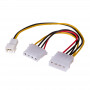 Akyga AK-CA-35 tuuletin-virranjakaja Molex (naaras) Molex (uros) + 3-pin 12 V (uros), 2x 15 cm