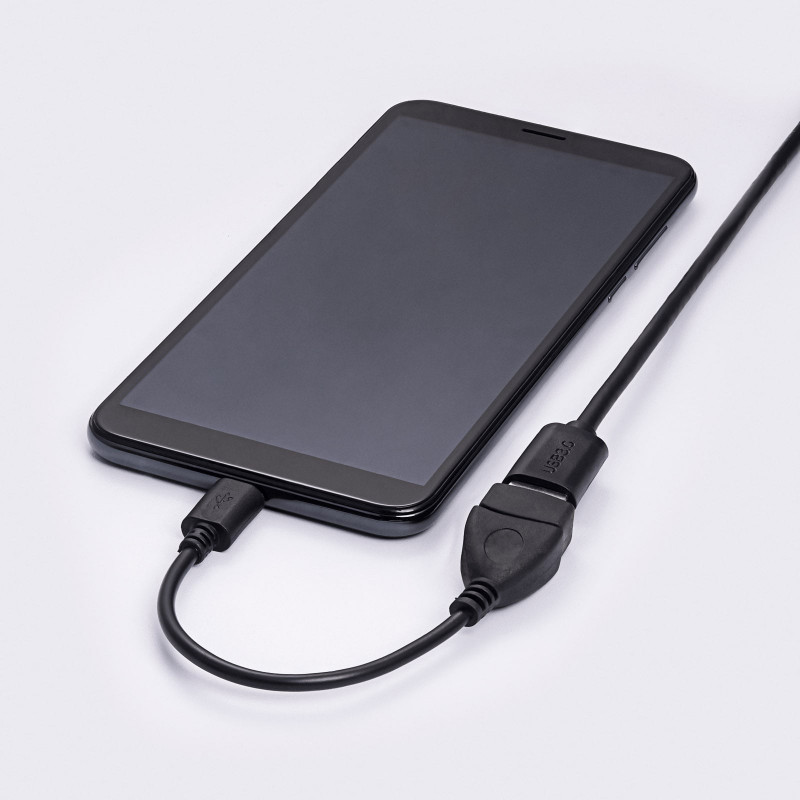 Akyga AK-AD-09 Micro USB-B (M) USB-A (F) OTG -adapterikaapeli, 15 cm, musta