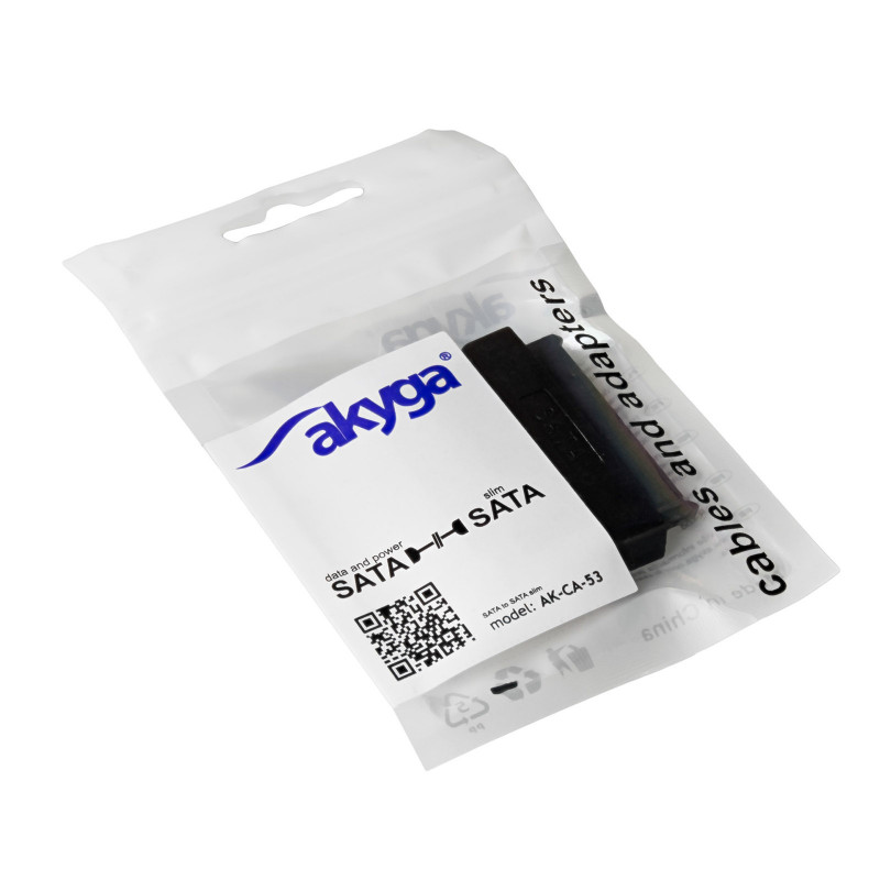Akyga AK-CA-53 Slim-SATA (uros) SATA 22-pin (naaras) -adapteri, musta