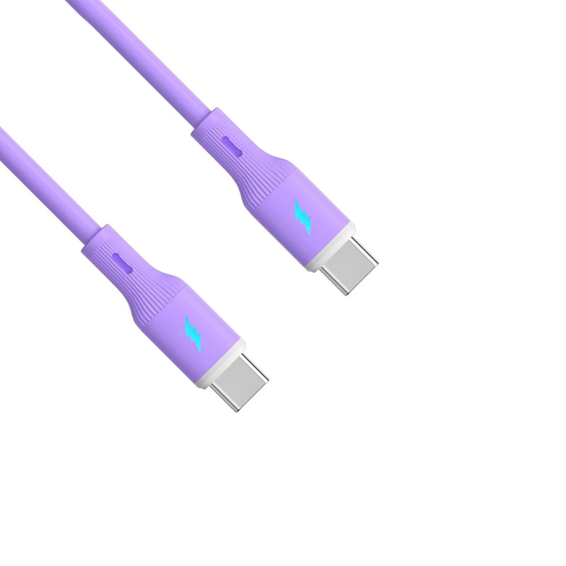 Akyga AK-USB-70 USB-kaapeli USB-C (m) / USB-C (m), USB 2.0, 60W, 1 m, violetti, silikoni